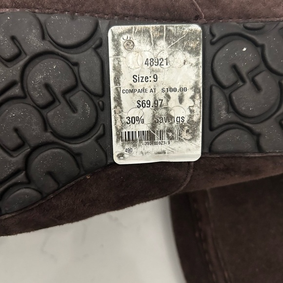 UGG Shoes Mens 9 Ascot Casual Shearling Moccasins Slippers Brown Barely Used - Picture 4 of 6